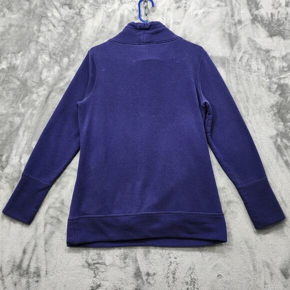 Puma Sweatshirt Women L Purple Funnel Neck French Terry Pullover Logo Athleisure - Picture 4 of 8